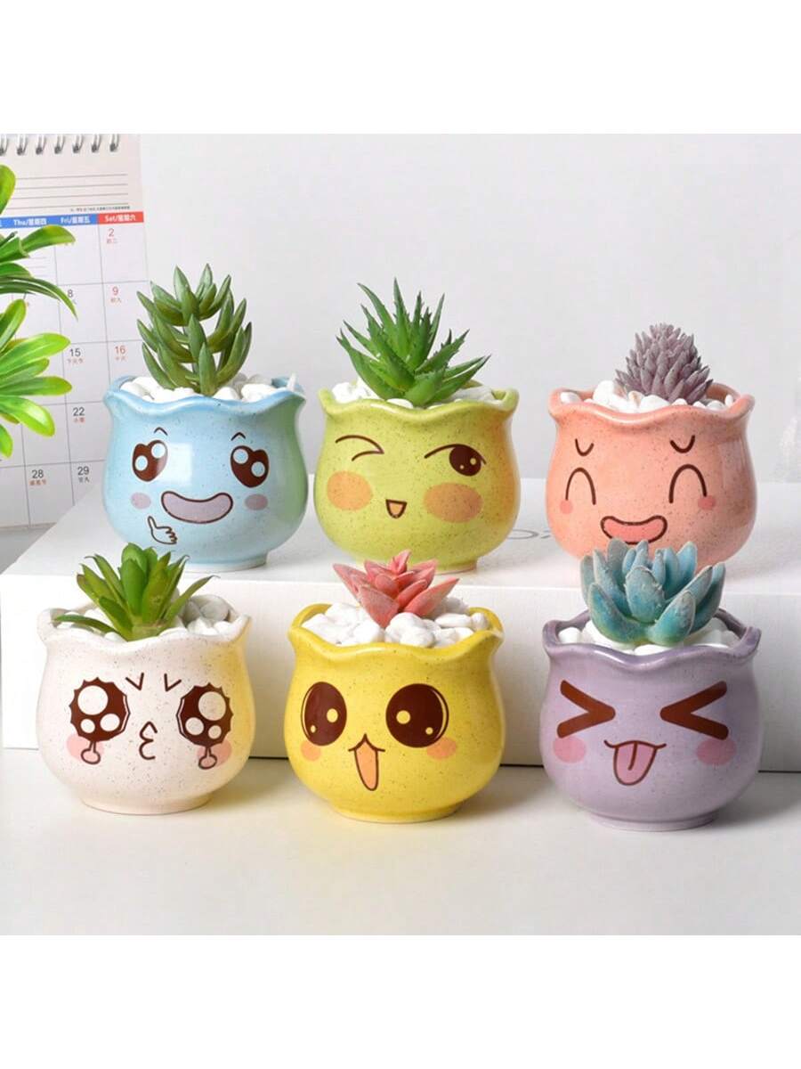6pcs/set Cartoon Cute Ceramic  - Echeveria Succulent ulasan dan harga
