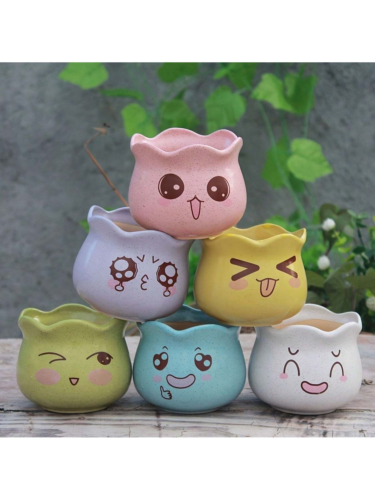 6pcs/set Cartoon Cute Ceramic  - Echeveria Succulent ulasan dan harga